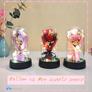 💥【Special price】💥Sha 1 Set Eternal Rose Light Soap Flower In Acrylic Cover LED Valentine Day Gift For Girlfriend Mothers Day Wedding Bridesmaid Gift