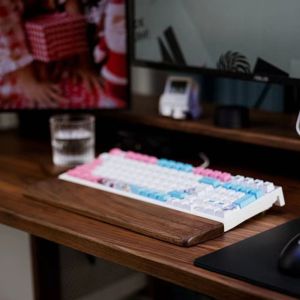 MACRAMEX Wooden Keyboard Wrist Rest for 60/87/104 Keys Ergonomic Mechanical Keyboard Pad Walnut Wood Rest Palm Pad