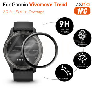 Zenia 1PC 20D HD Replacement Full Screen Curved Edge Full Coverage Protector Film for Garmin Vivomove Trend Smart Sport Watch HD 9H 3D Protective Glass Explosion-proof Anti Scratch Film Accessories