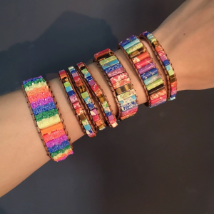 Square Cylinder Emperor Stone Bracelet Copper Chain Bracelet Natural Stone Boho Single Leather Bracelet Unique Gift