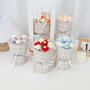 Creative Handmade Knitted Bouquet Bridal Exquisite Handheld Flower Mothers Day Teachers Day Gift Friend Birthday Gift