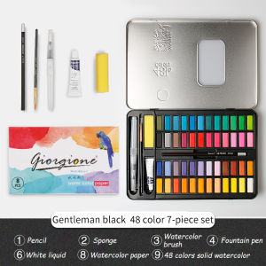 Giorgione Bộ 36/48 Màu Trơn Sơn Màu Nước Màu Kim Loại Hộp Sắt Kèm Cọ Màu Nước Màu Vẽ Tranh Nghệ Thuật Hội Họa Đồ Dùng