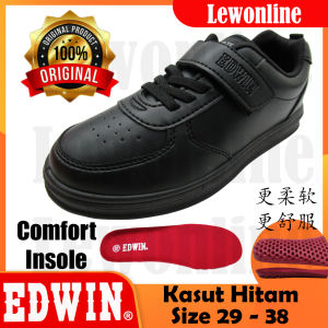 EDWIN BLACK SCHOOL SHOES SINGLE VELCRO STRAP / Kasut Sekolah Hitam EW3011