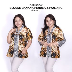 Putri Nasya Blouse Big Size Batik Wanita Atasan Batik Lengkap Model Blus Jumbo Seragam Batik / Atasan Formal Kantor Wanita Big / Pakaian Batik Wanita Kekinian Jumbo / Atasan Kerja Model Terbaru Batik Bahan Katun Wanita