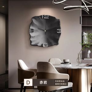 FFBH Modern High-end Wall Clock Nordic Creative Abstract Three-dimensional Sandstone Dining Room Wall Clock Home Decor Painting FYWC M1Y4T