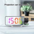 (LA9L) Led Digital Projection Clock Mirror 180°Rotation Large Screen Date Time Temperature Electronic Alarm Clock For Bedroom-B. 
