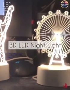 3D Creative USB Night Light Home Bedroom Decoration Table lamp Lampu Hiasan Bilik Tidur Led USB家居卧室创意桌灯3D亚克力小夜灯（A52-A100)