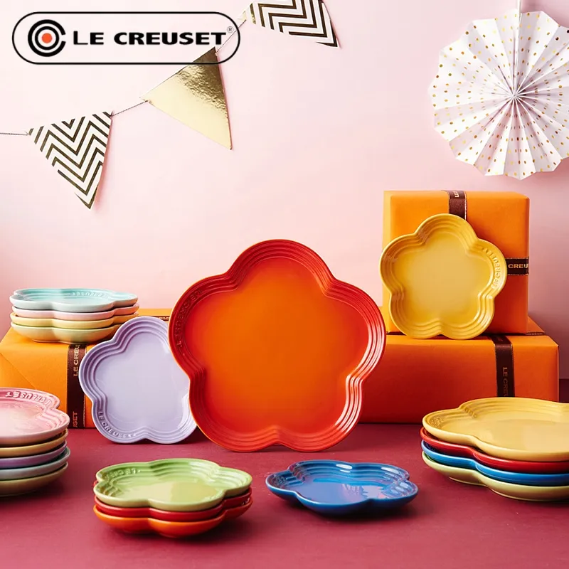 Le Creuset Colorful flower plate dessert plate 4-piece set Ceramic