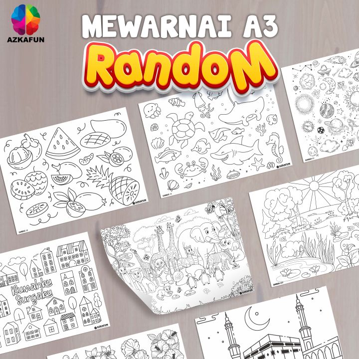 Merwarnai Random Kertas Mewarnai A3 RANDOM/ACAK - lembar mewarnai anak | Lazada Indonesia