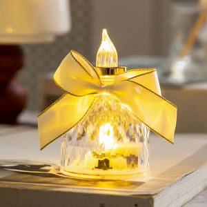 Allieuka Flameless LED Candle Lamp Mini Diamond Glass Bottle Warm Flicker Battery Night Light Decoration