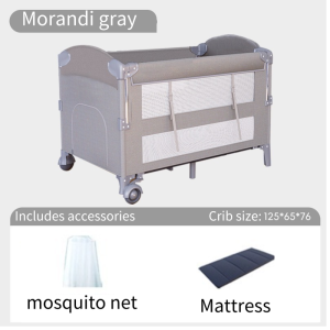 【IN STOCK】Foldable Baby Crib With Mosquito Nnet And Diaper Table Childrens Play Bed Multifunctional(Upgraded models are shipped randomly with upgraded materials)