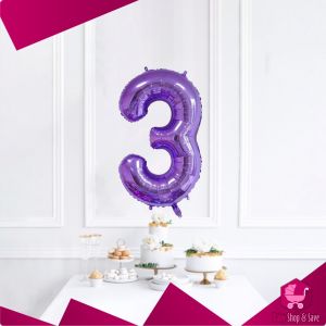 BabyShop-C390 Balon Foil Angka 0-9 Warna Ungu Balon Angka Polos / Balon Ulang Tahun Perlengkapan