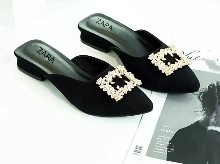 Pointed Toe Chaussures Zara 2020 ZARA NEW WOMAN BOW SHIMMERY MID