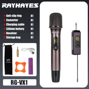 RAYHAYES Metal Wireless Microphone UHF Professional Rechargeable Handheld Mic for Performance