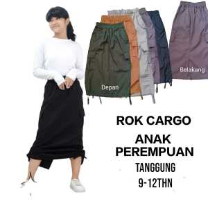 rok cargo anak perempuan tanggung 9-12thn/rok panjang cargo style anak korean bahan drill