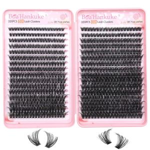 Boahankuke 640PCS Lash Clusters DIY Cluster Eyelash Extensions D Curl Volume Eyelash Clusters Individual Lashes Fluffy Lash Clusters (60D 8-16mm 80D 10-18mm)