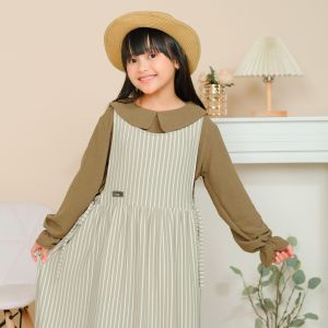 Jesna Gamis overall anak perempuan bahan Knit Salur bonus iner Baju Muslim Dress