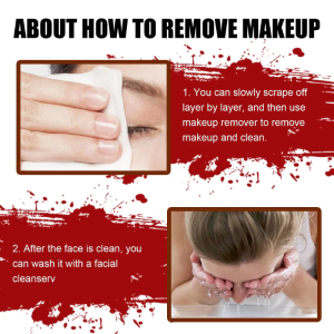 3Pcs Halloween SFX Special Effects Makeup Kit Modeling Scar-Wax + Coagulated Blood-Cream with Spatula Tool All in-One