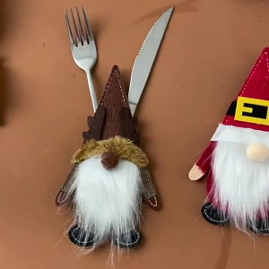 3Pcs Santa Fork Sleeves Holiday Tableware Accessories With Storage Friendly Design For Christmas Celebration