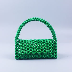 Pearl Bag for Women Handmade Woven Acrylic Beaded Bag Vintage Fairy Handbag Triangular Wrist Bag
