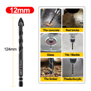 Byshow Hard Alloy Cross Hex Tile Drill Bits Set Triangle Stone Carbide Glass Metal Ceramic Concrete Wood Plastic Hole Opener Anti rust Tip Head Drill Bit Wall Punching Universal Cross Drill Tool german stainless steel drill