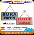 gantungan pintu buka tutup stiker open closed acrylic sign pintu toko kantor rumah. 