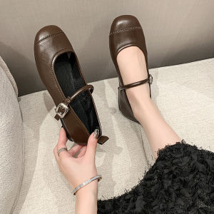 Free Shipping No Returns Or Exchanges For Shoes That Are Out Of Stock.New Autumn Collection Korean-Style Lightweight Leather Shoes Single-Strap Design Silver Color Shallow Toe