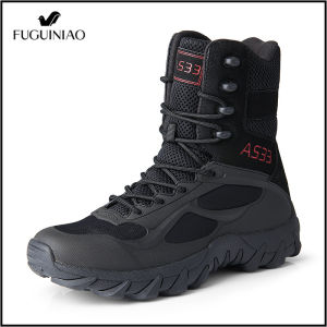 Fuguiniao 2021 New Mens Military Tactical Boots Waterproof Hiking Combat Boots Army Comp Toe Side Zip Work Boots Size 39-47