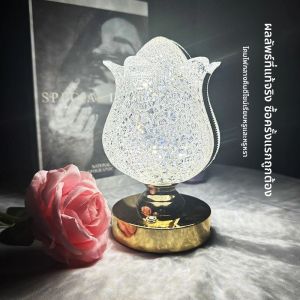 🔥รุ่นล่าสุด!!!LED มินิมอล ตกแต่งห้อง โต๊ะอาหาร เปลี่ยนได้สามสี ปรับความสว่างได้ แบบชาร์จ ไฟกลางคืนคริสตัลกุหลาบหรูหรา