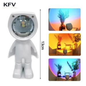 KFV Sunset Astronaut Robot Rainbow Projection Sun Lamp Table Night Light Sunset Lamp Infinite Dimming Bedroom Atmosphere Light