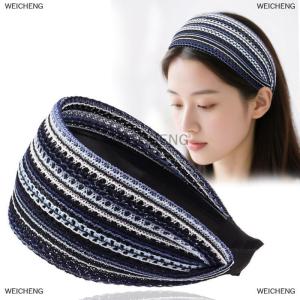 [COD] WEICHENG Wide Edge Hairband Hair Clip Ethnic Style Hair Accessory Toothed Anti-Slip Versatile For Covering Gray Hair And Frizz For Women