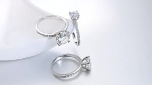 แหวนโมอิสซาไนต์ทรงกลม KNOBSPIN D VVS1 1-3ct ชุบทองคำขาว 18K เงินสเตอร์ลิง s925 พร้อมแหวนแต่งงานเพชร GRA สำหรับผู้หญิง