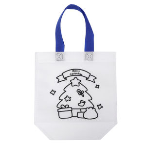 1/5PCS Christmas Gift Bag Cartoon Xmas Non-woven Fabric Handbag Childrens Hand-made DIY Coloring Painting Bag