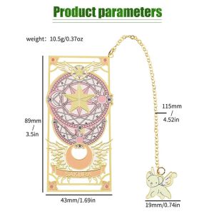 Card Captor Sakura Anime Cute Sweet Bookmark Pink Star Moon Modeling Bookmark File Mark CERBERUS Pendant Collectibles Toys Gifts