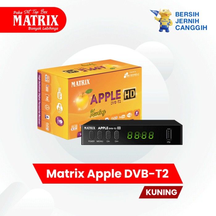 STB Matrix Apple Kuning - Set Top Box Matrix Apple Kuning - Siaran TV Digital Full HD