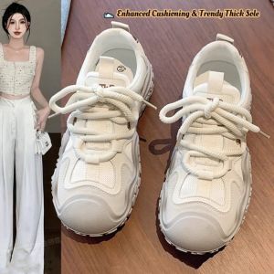 Women’s Sports Shoes Thick-Soled Soft & Lightweight Versatile White Sneakers Breathable Casual Shoes