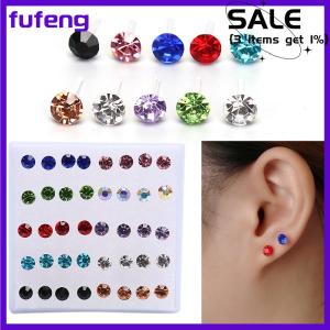 fufeng 10 cặp 20 cặp thiết lập Rhinestone pha lê Stud bông tai nhỏ Bông tai đồ trang sức