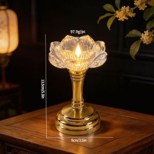 MODERNLUX Long-lasting Lotus LED Lamp Flameless Elegant Temple Decoration Lamp Holy Safety LED Candle Lamp Prayer