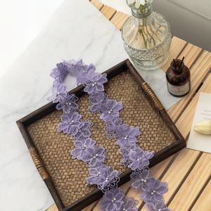 MIRELAE Họa tiết hoa Viền ren đính hạt ngọc trai Hạt ngọc trai Thiết kế 3D Vải thêu Vải trang trí Ruy băng ren