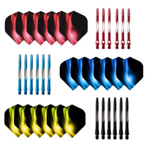 6pcs 45mm Aluminium Dart Pin Shafts with 6pcs Dart Flights