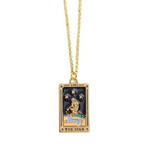 Vintage Tarot Card Pendant Necklace Rectangular Pendant Necklace Copper Texture for a Touch of Mystery and Wisdoms