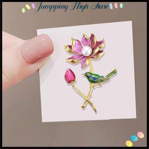 【Jumpping】 เข็มกลัดติดเสื้อโค้ทสำหรับผู้หญิงเข็มกลัดดอกบัวนกกางเขนประดับคริสตัลแนววินเทจชุดเดรสเจ้าสาวของขวัญสำหรับงานแต่งงาน