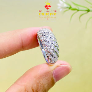 Nhẫn nữ bạc 950 xi bạch kim kiểu mo phối chạm Móc máy Nhẫn mo đẹp bạc mà vàng trắng đá CZ thiết kế sang trọng và đẳng cấp - KIM LỘC PHÁT NM-02PCMM