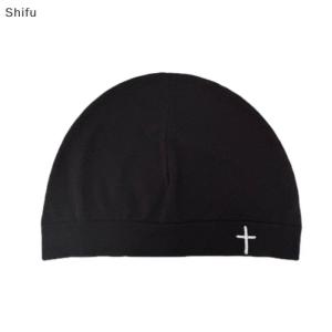 [ShiFu] Chữ Thập Thêu Cap Beanie Mềm Mại Thoáng Khí Căng Ấm Dệt Kim Hat Cho Nam Giới Phụ Nữ Giản Dị Thời Trang Phố Du Lịch Ngoài Trời