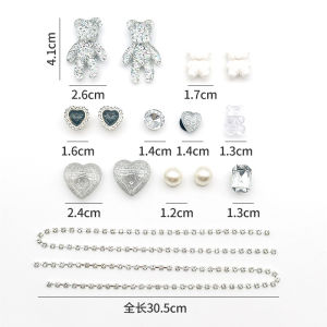 16ชิ้น/เซ็ต Crocs Jibbilz สวยงามหัวเข็มขัดลูกปัดโซ่รองเท้าตุ๊กตาหมีการ์ตูนถอดออกได้สำหรับ Crocs