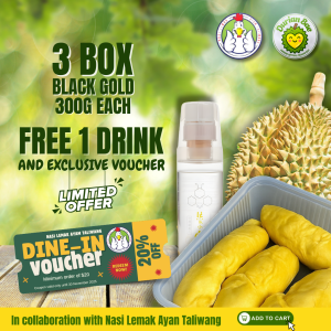 3 x Blackgold Musang King 300g Each Musang King Durian Freshly Dehusked Premium Quality Durian
