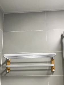 IGDL บีชชั้นวางห้องน้ำวอลนัทห้องน้ำการจัดเก็บห้องน้ำชั้นวางผ้าขนหนูพับชั้นวางผ้าขนหนูมัลติฟังก์ชั่ชั้นวางผ้าขนหนูห้องน้ำไม่พรุนเข้าสู่ระบบชั้นเก็บ