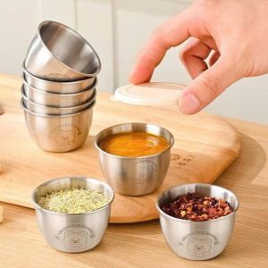 CHÉN NƯỚC CHẤM MINI SET 6 INOX 304 - CÓ NẮP SILICON 6 MÀU | CHÉN ĐỰNG GIA VỊ 60ML
