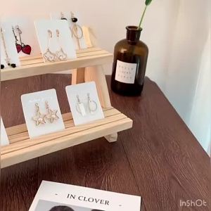 Multi-layer ladder display jewelry storage rack indoor and outdoor solid wood plant rack wooden