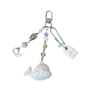 Handmade Dolphin Beaded Keychain Cuteness Acrylic Alloy Texture Suitable for Youthful Women and Fashion Enthusiasts